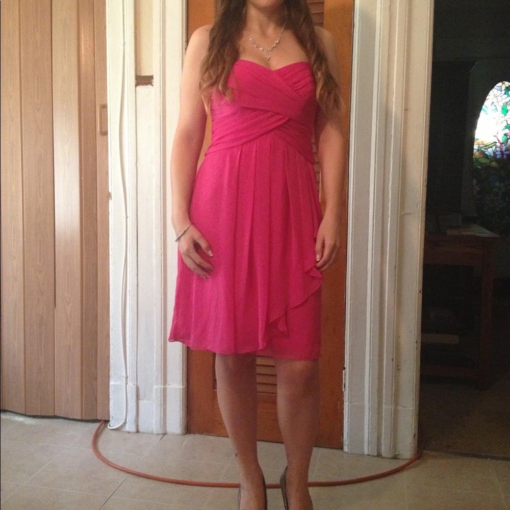 Pink chiffon bridesmaid dress